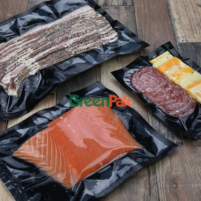 Vacuum pouch Black background Clear front Nylon-PE 3 sides sealed